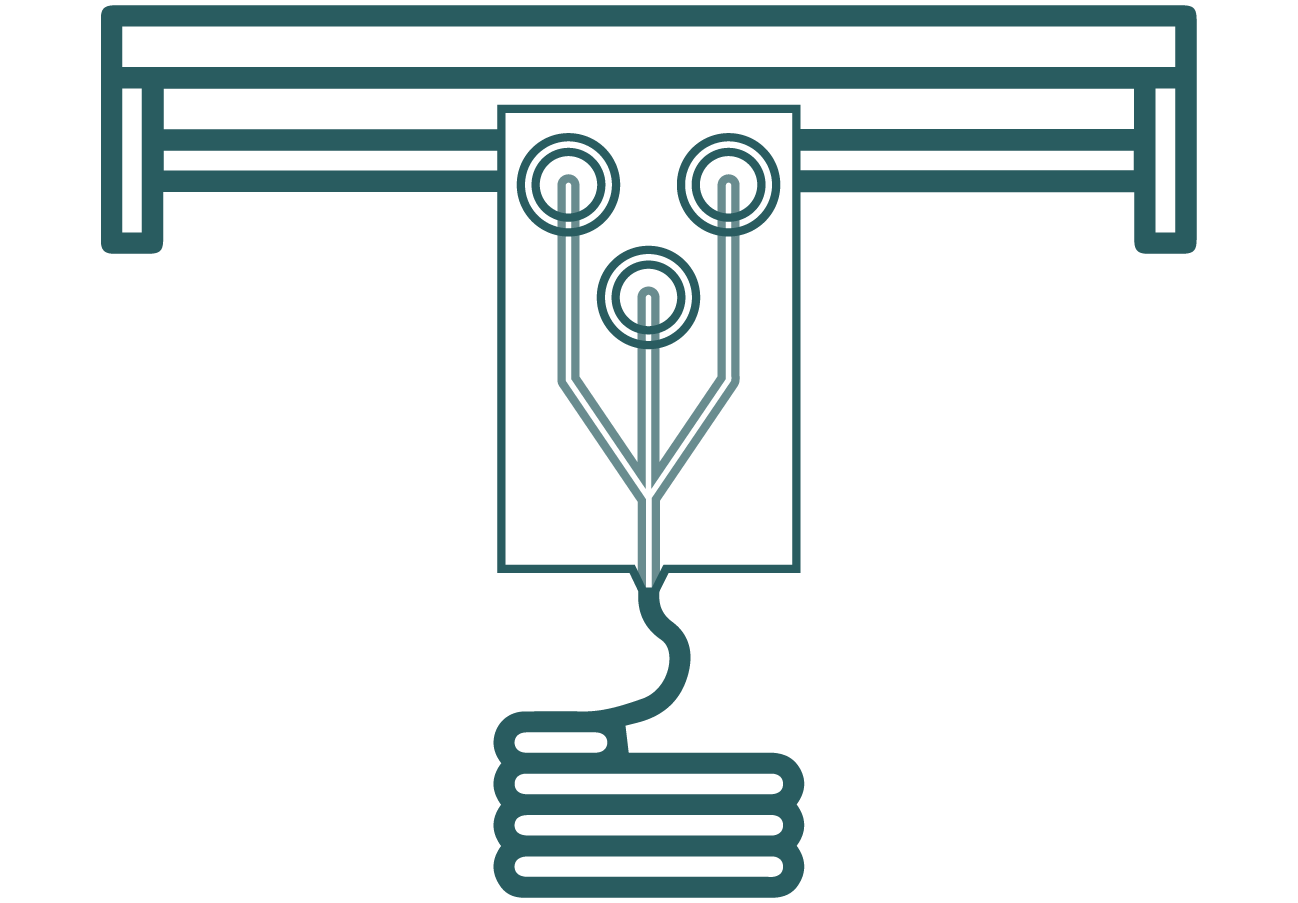 Microfluidic device being connected to a bioprinter and mixing different components and feeding them to the tip of the printer.